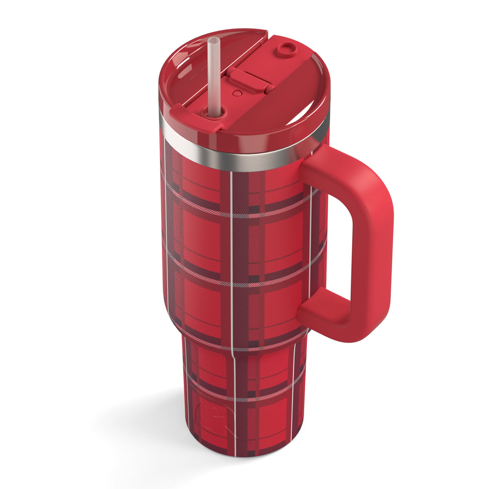 40oz Road Trip Tumbler, Red Plaid Image