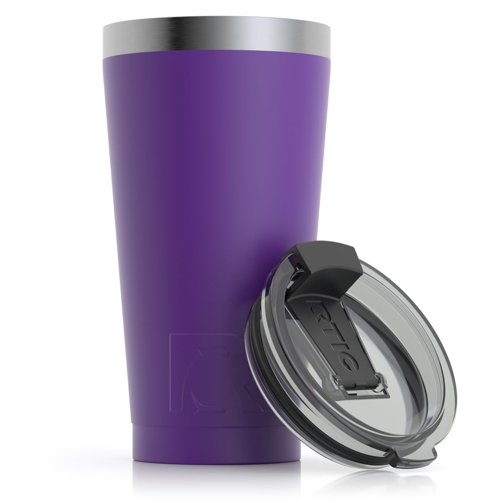 RTIC 16oz Pint Tumbler, Majestic Purple, Matte, Stainless Steel & Vacuum Insulated, Flip-Top Lid