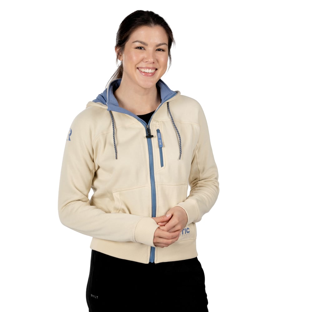 Women's Water-Repellent Full-Zip Hoodie, Bone, M Image