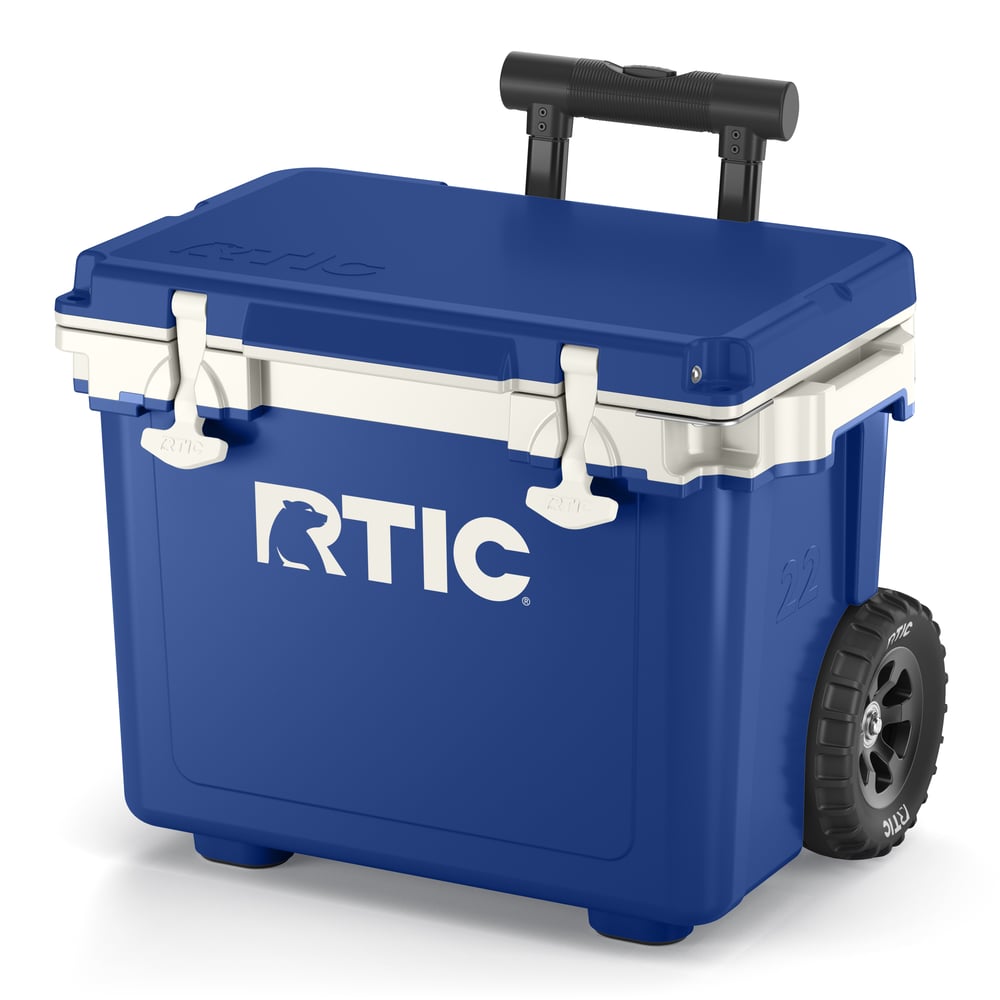 22 QT Ultra-Light Wheeled Cooler, Cobalt & White Image