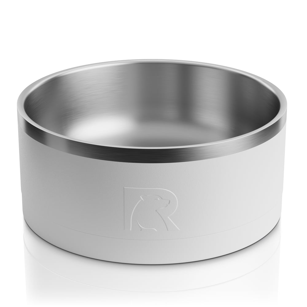 Large 3-In-1 Dog Bowl, White & Dusty Rose