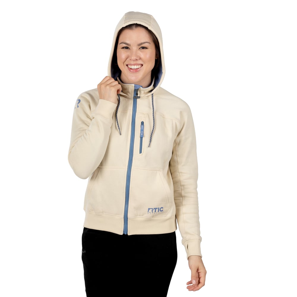 Women's Water-Repellent Full-Zip Hoodie, Bone, M Image