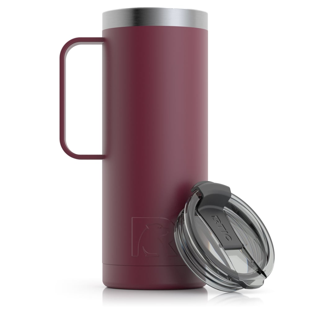 RTIC 20oz Travel Mug, Maroon, Matte, Stainless Steel & Vacuum Insulated, Flip-Top Lid