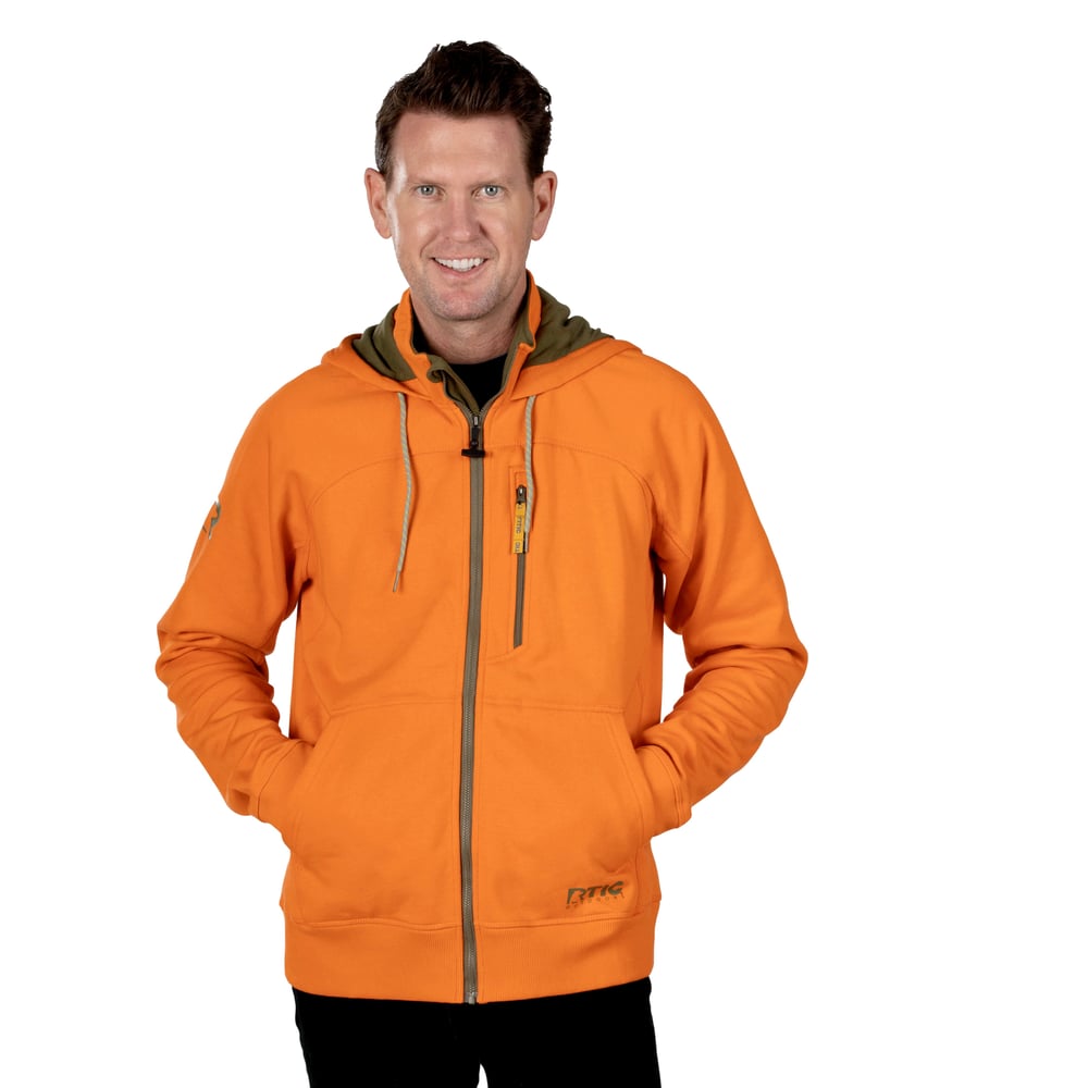 Men's Water-Repellent Full-Zip Hoodie, Orange, XXL Image