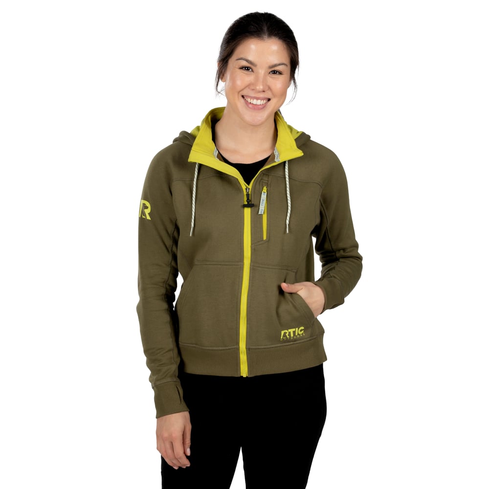 RTIC Women's Water-Repellent Full-Zip Hoodie, Olive, XXL