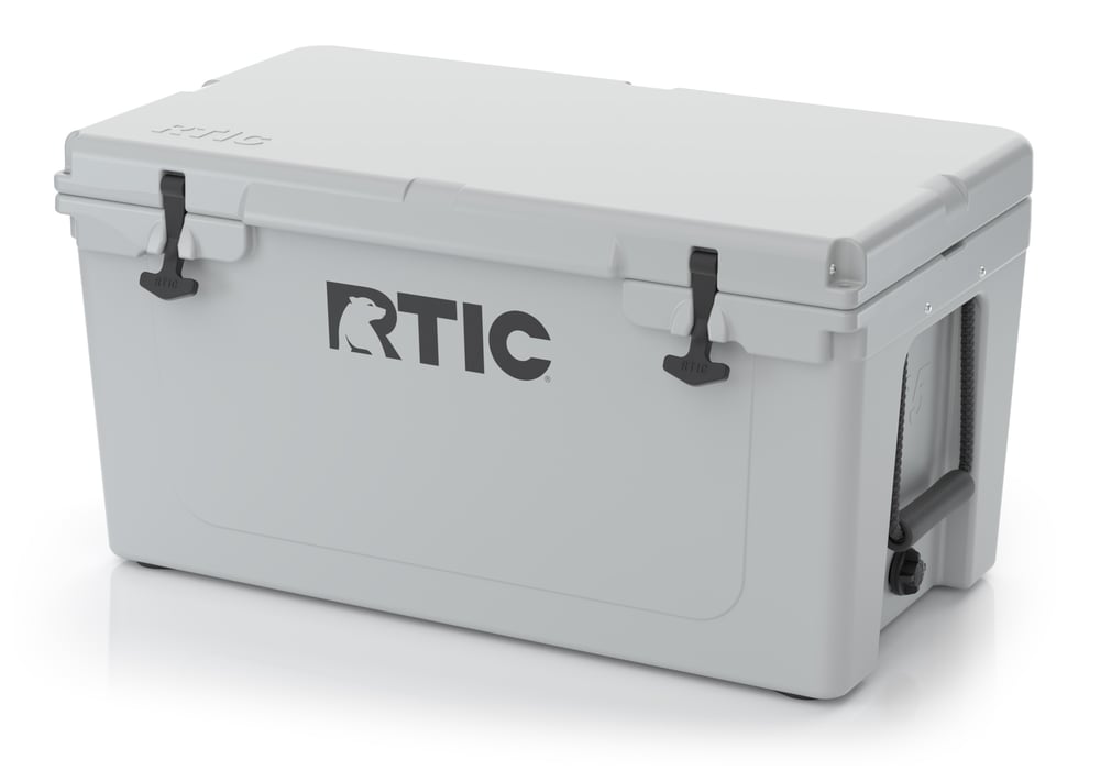 65 QT Ultra-Tough Cooler, Grey, Heavy Duty Rope Handles, T-Latch Closure