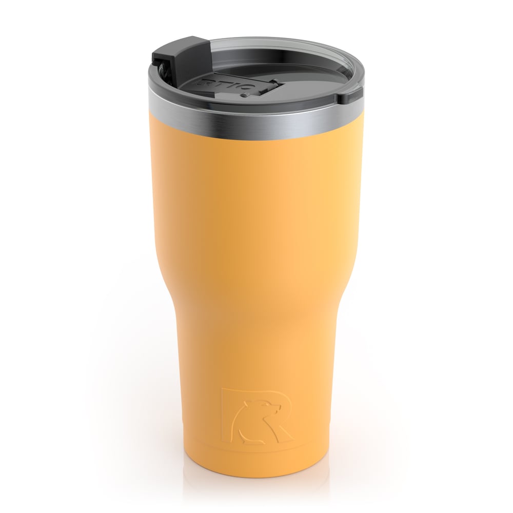 RTIC 30oz Tumbler, Amber, Matte, Stainless Steel & Vacuum Insulated, Flip-Top Lid