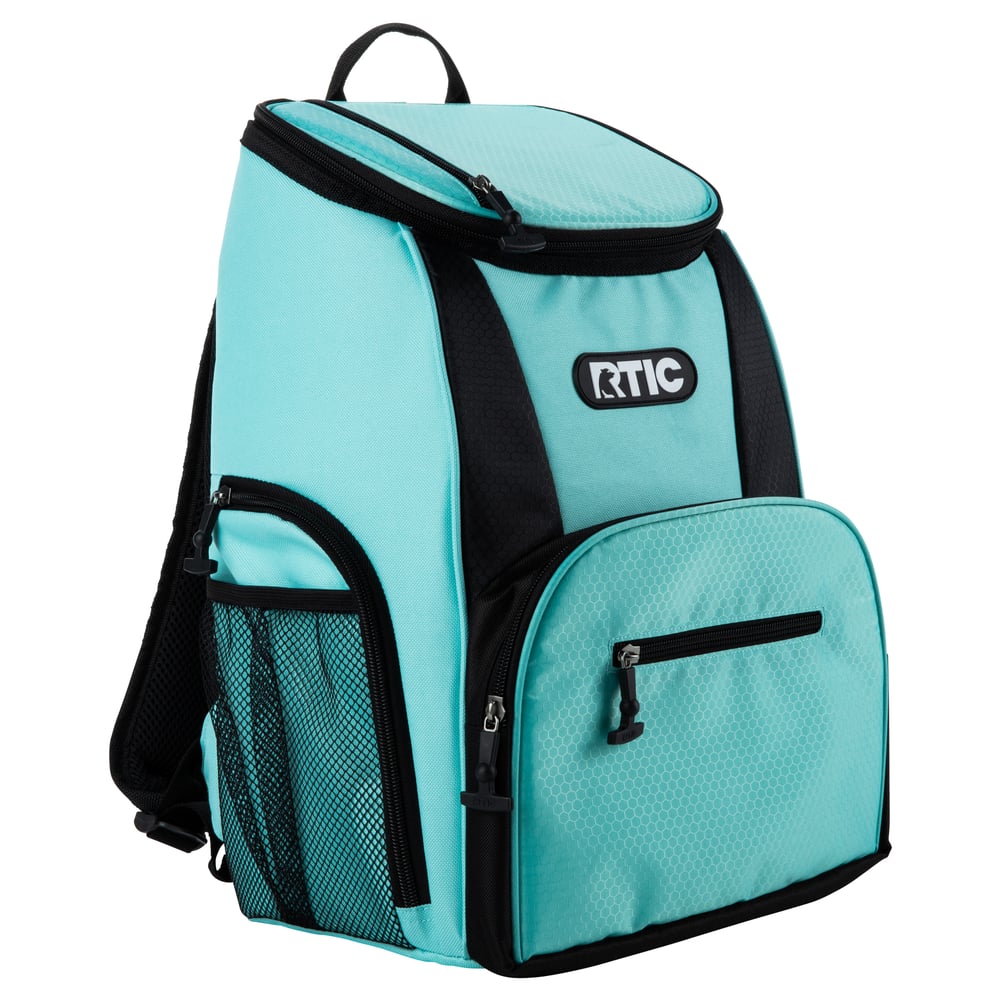 15 Can Lightweight Backpack Cooler, Aqua & Black, Adjustable Straps, Padded
