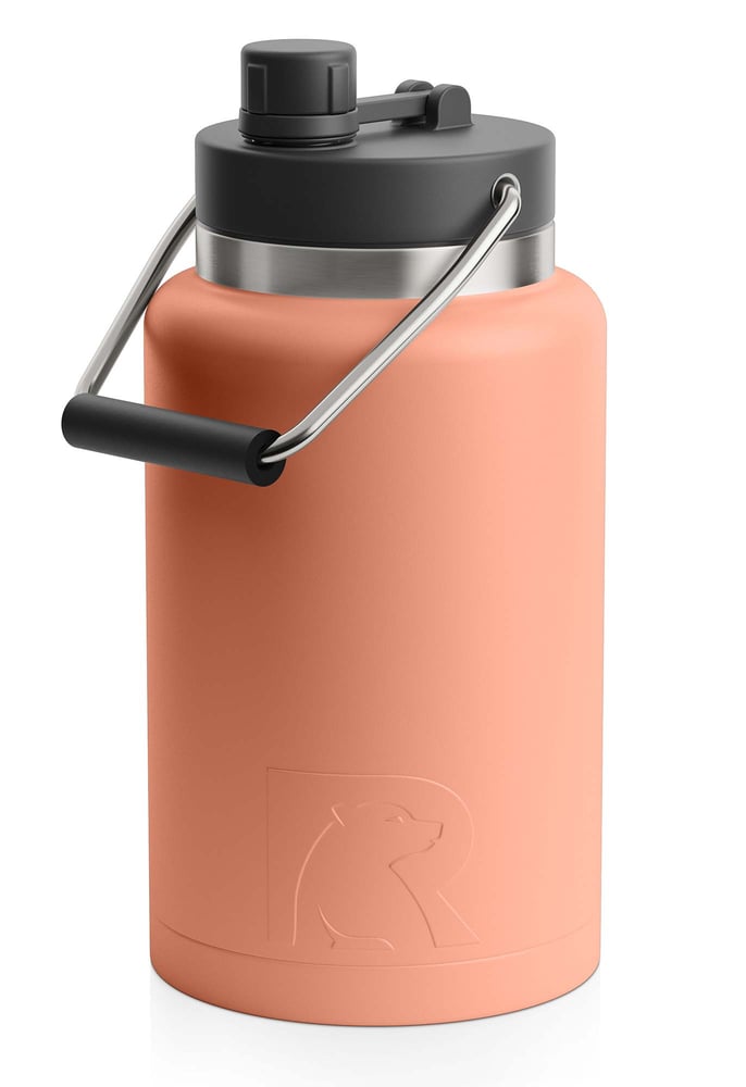 RTIC Half Gallon Jug, Salmon, Matte, Stainless Steel & Vacuum Insulated, Flip-Top Lid