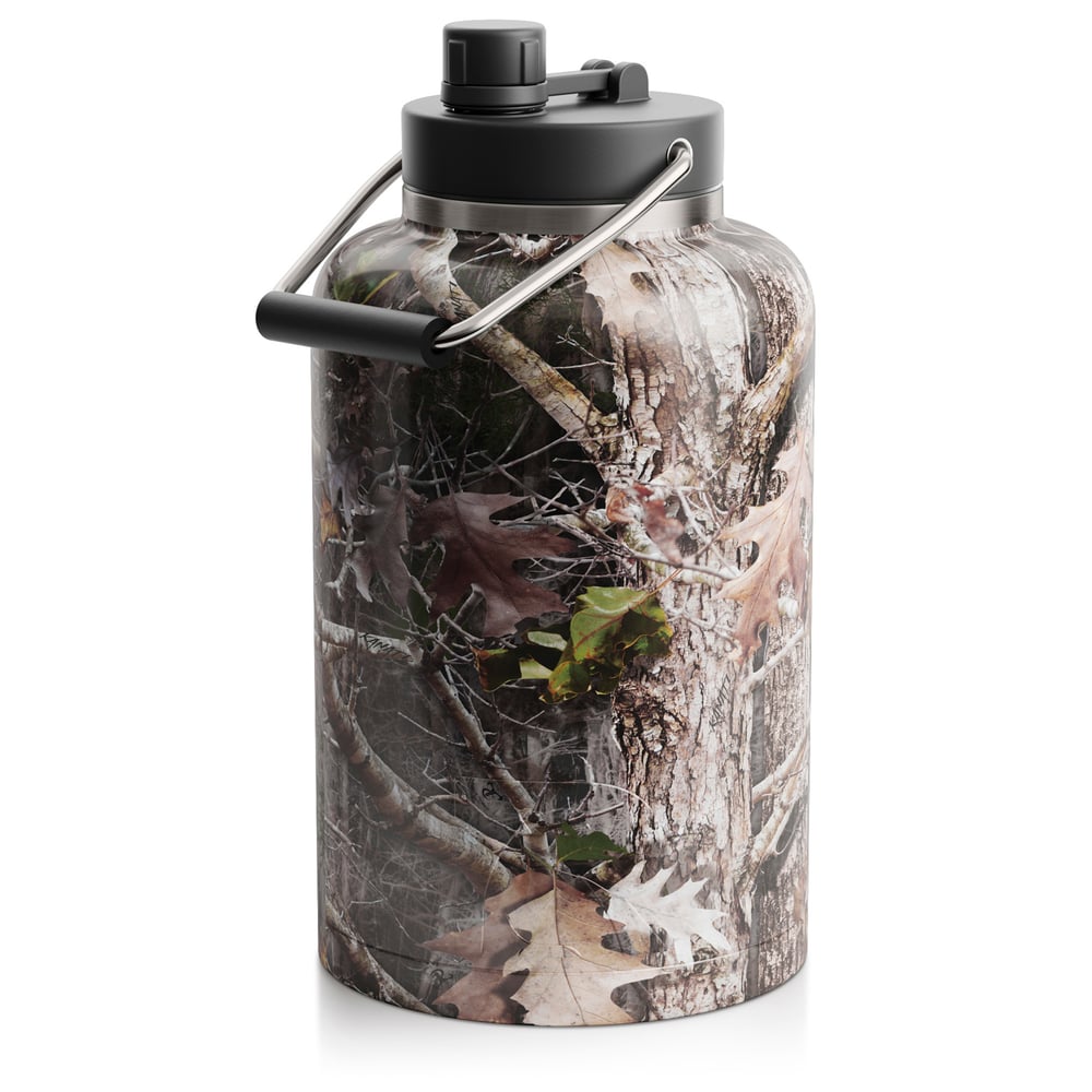 RTIC One Gallon Jug, Kanati Camo, Matte, Stainless Steel & Vacuum Insulated, Flip-Top Lid