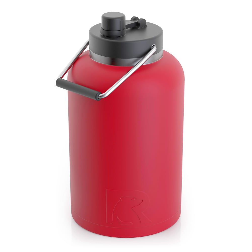 RTIC One Gallon Jug, Cardinal, Matte, Stainless Steel & Vacuum Insulated, Flip-Top Lid