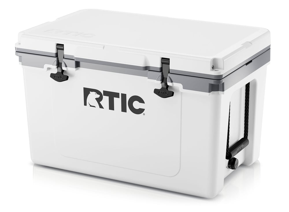 RTIC 52 Quart Ultra-Light Hard Cooler, White & Grey, Lightweight, Heavy Duty Rope Handles, T-Latch Closure