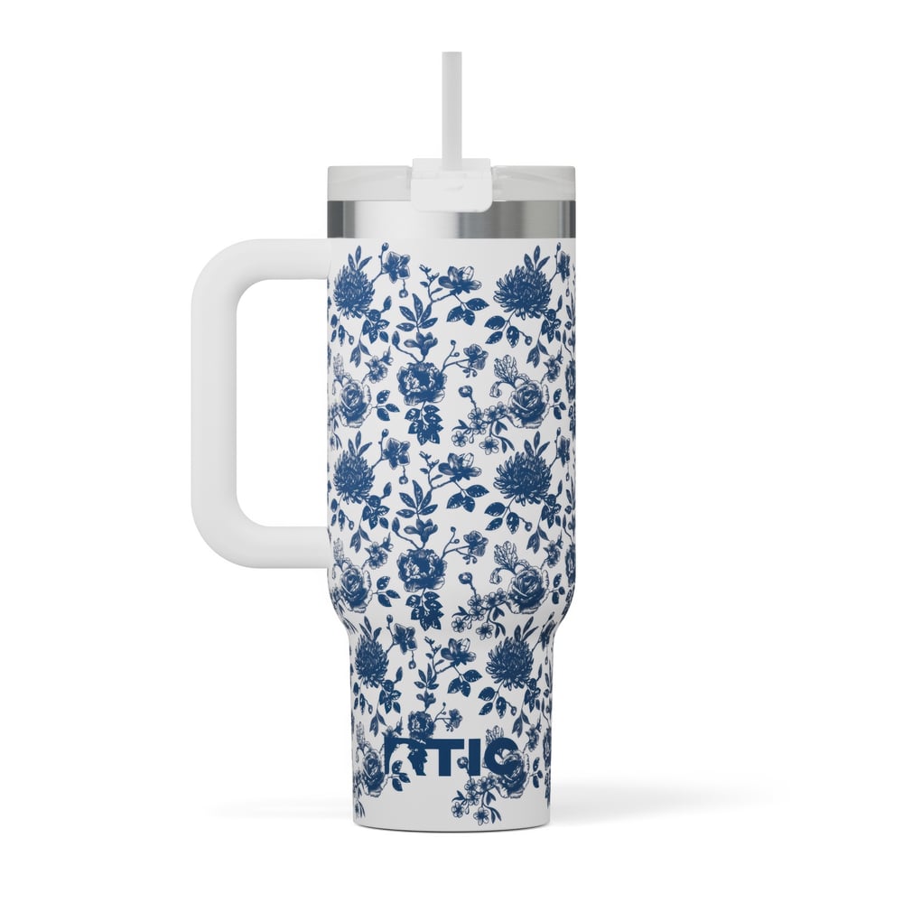30oz Road Trip Tumbler, Blue Bouquet