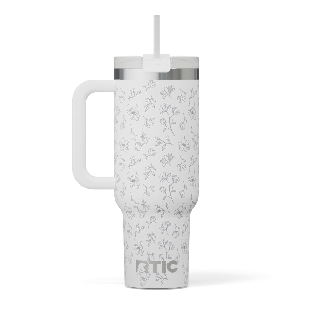 40oz Road Trip Tumbler, White Magnolias