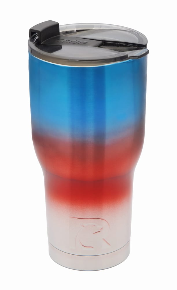 RTIC 20oz Tumbler, Patriot, Metallic, Stainless Steel & Vacuum Insulated, Flip-Top Lid