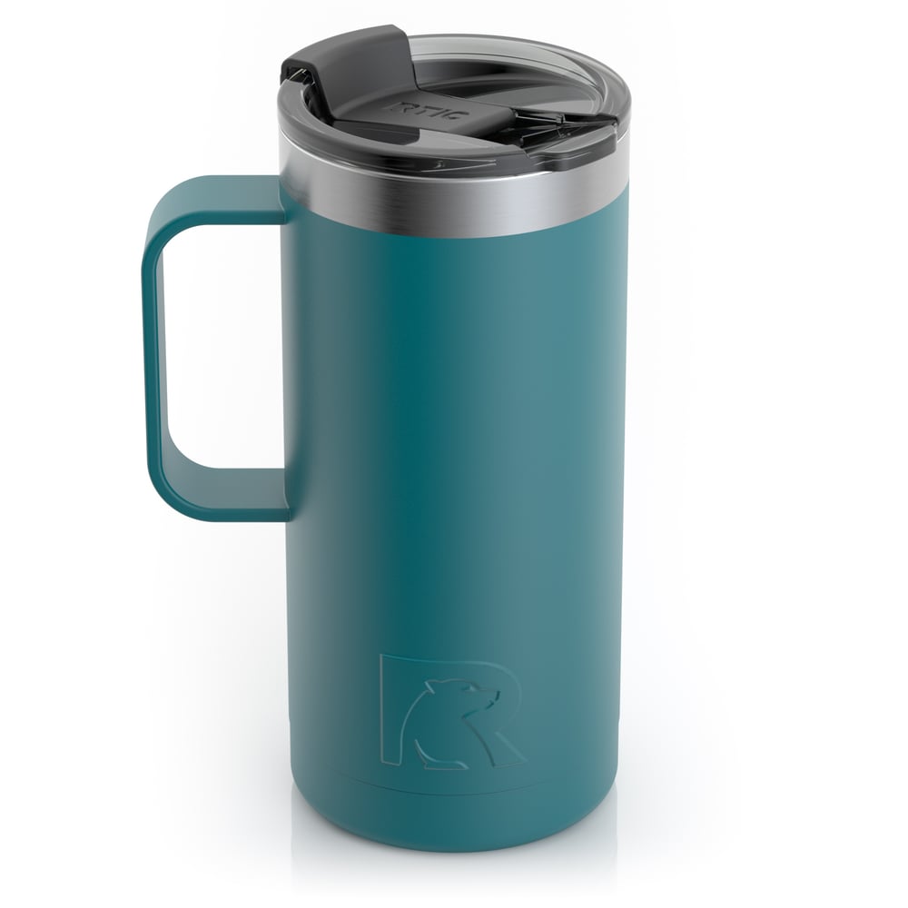 RTIC 16oz Travel Mug, Deep Harbor, Matte, Stainless Steel & Vacuum Insulated, Flip-Top Lid