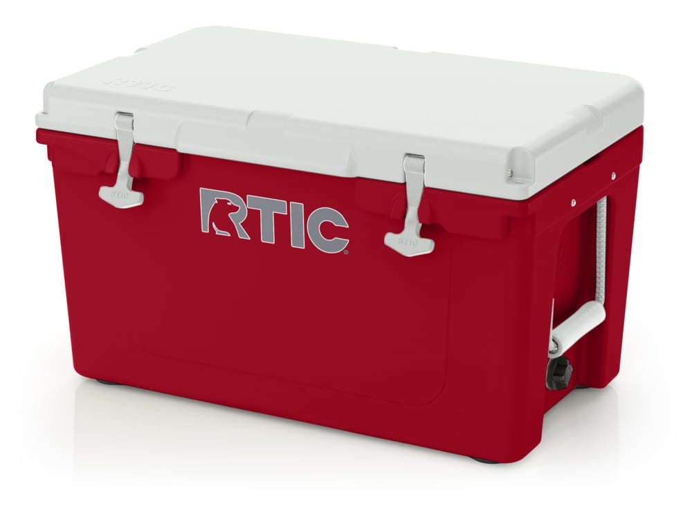 45 QT Ultra-Tough Cooler, Dark Red/White, Heavy Duty Rope Handles, T-Latch Closure