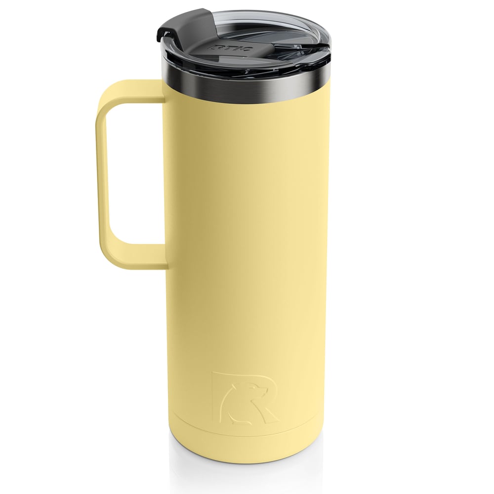 RTIC 20oz Travel Mug, Sunlight, Matte, Stainless Steel & Vacuum Insulated, Flip-Top Lid