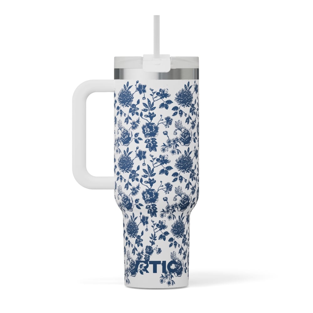 40oz Road Trip Tumbler, Blue Bouquet