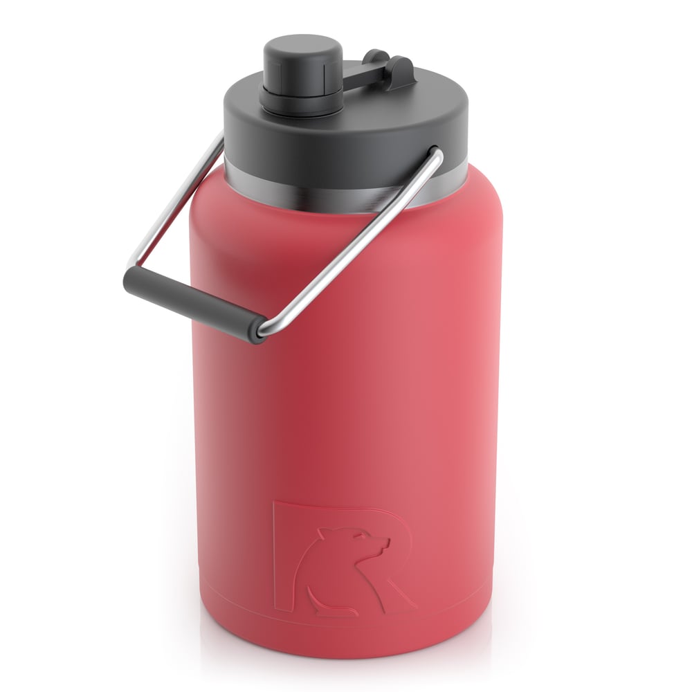 RTIC Half Gallon Jug, Brick, Matte, Stainless Steel & Vacuum Insulated, Flip-Top Lid