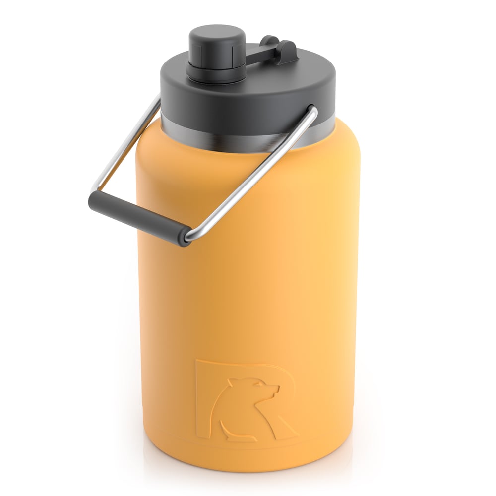 RTIC Half Gallon Jug, Amber, Matte, Stainless Steel & Vacuum Insulated, Flip-Top Lid