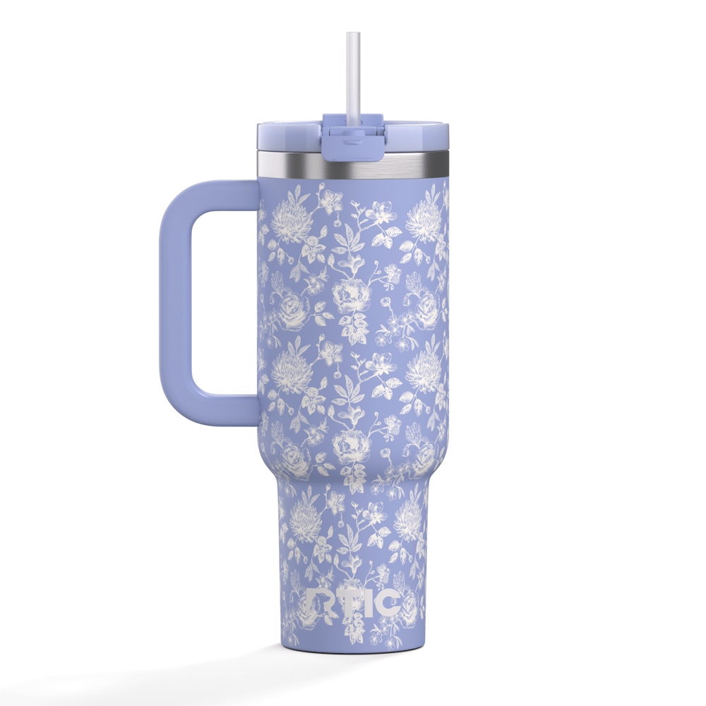 40oz Road Trip Tumbler, Periwinkle Bouquet