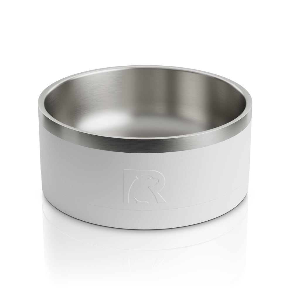 Small 3-In-1 Dog Bowl, White & Dusty Rose