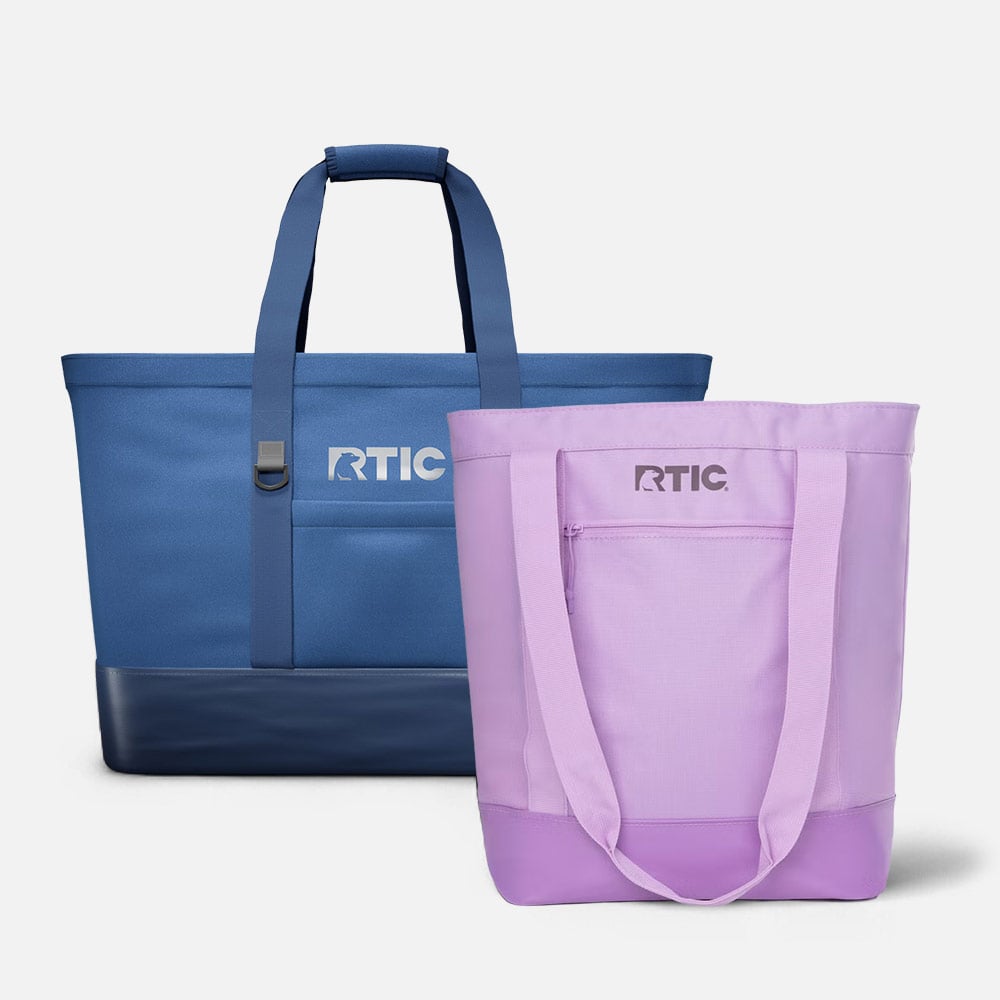 Blue Everyday Insulated Tote Bag and Purple Insulted Slim Tote