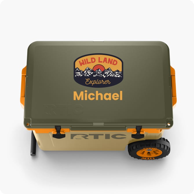personalized tan RTIC Hard cooler