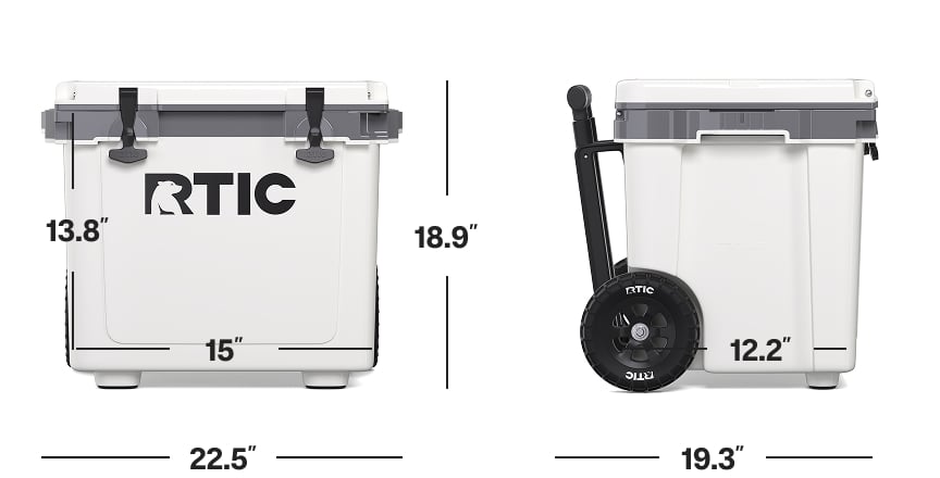 42 QT Ultra-Light Wheeled Cooler dimensions