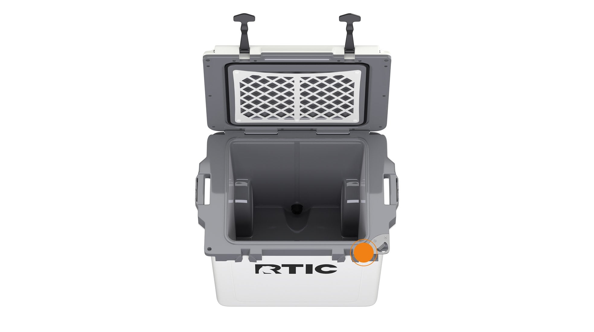 Close up of the Built-In Bottle Opener on the RTIC 42QT Ultra-Light Wheeled Cooler