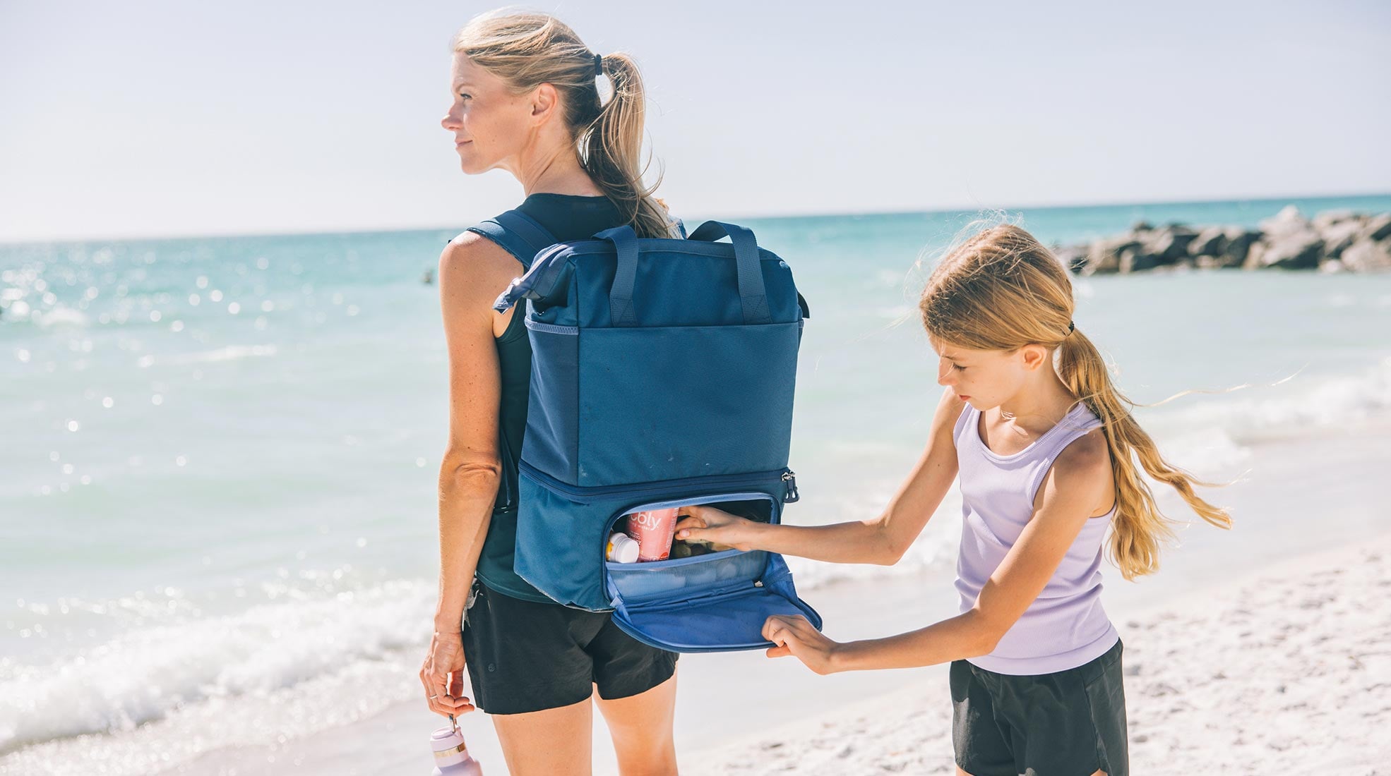RTIC 2-in-1 Chillout Backpack front cooler hatch opened.
