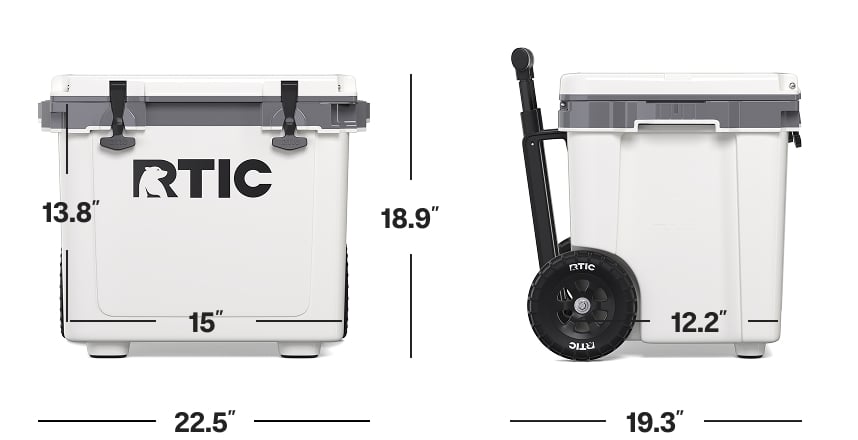 42 QT Ultra-Light Wheeled Cooler dimensions