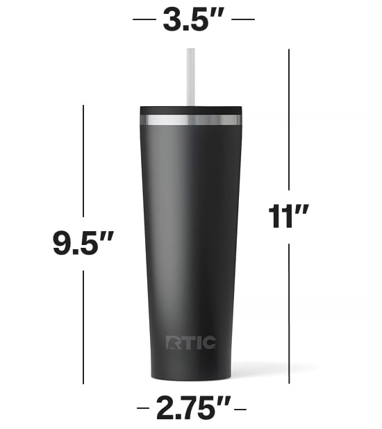 28oz RTIC Everyday Tumbler dimensions